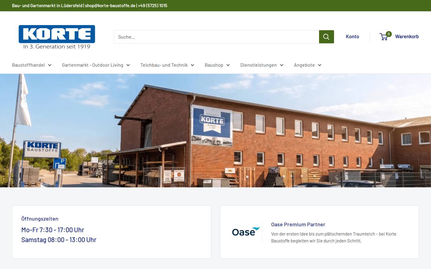 korte-baustoffe.de homepage screenshot