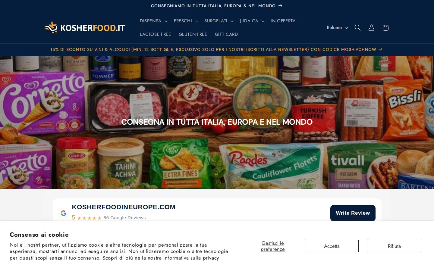kosherfood.it homepage screenshot