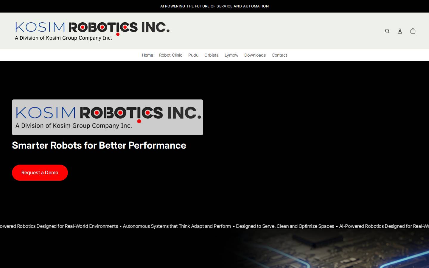 kosimrobotics.com homepage screenshot