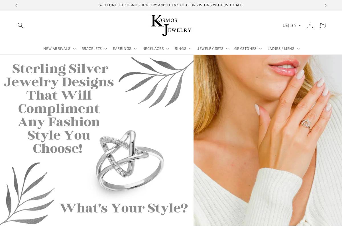 kosmosjewelry.com homepage screenshot