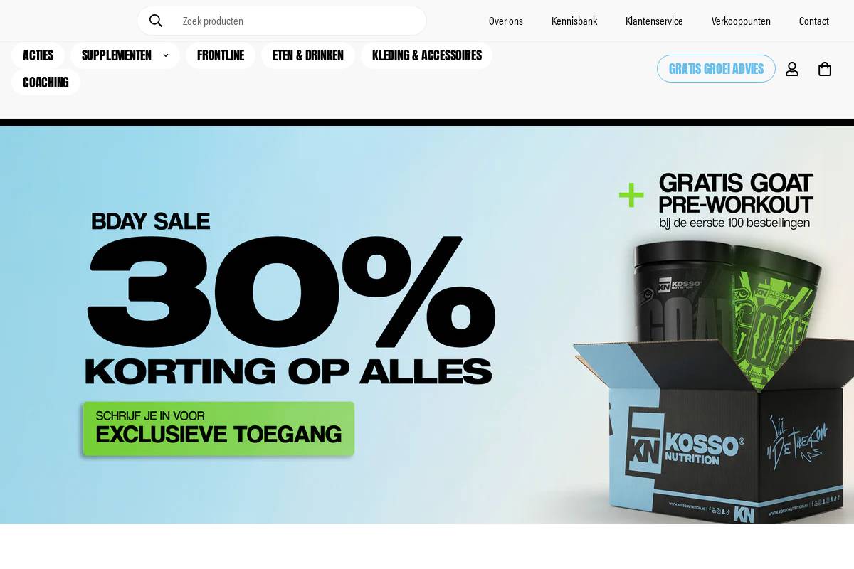 Kosso Nutrition homepage screenshot
