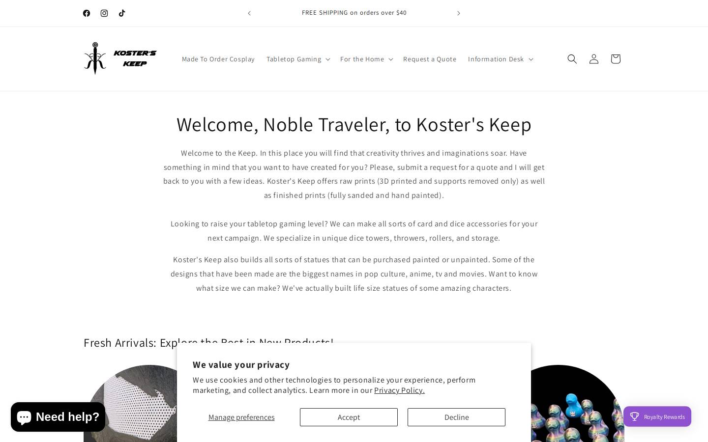 kosterskeep.com homepage screenshot