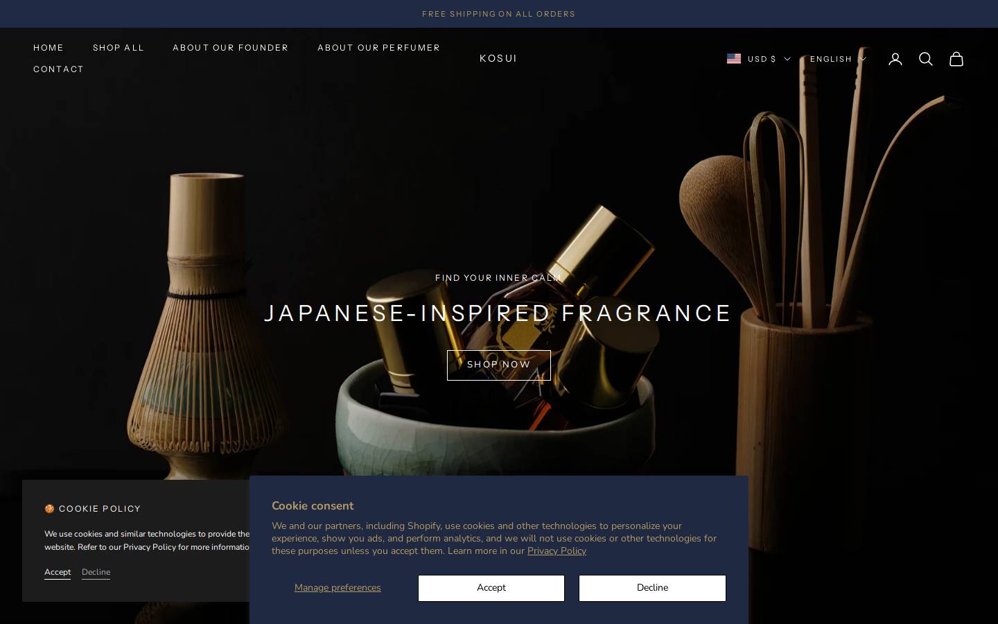 kosuifragrance.com homepage screenshot