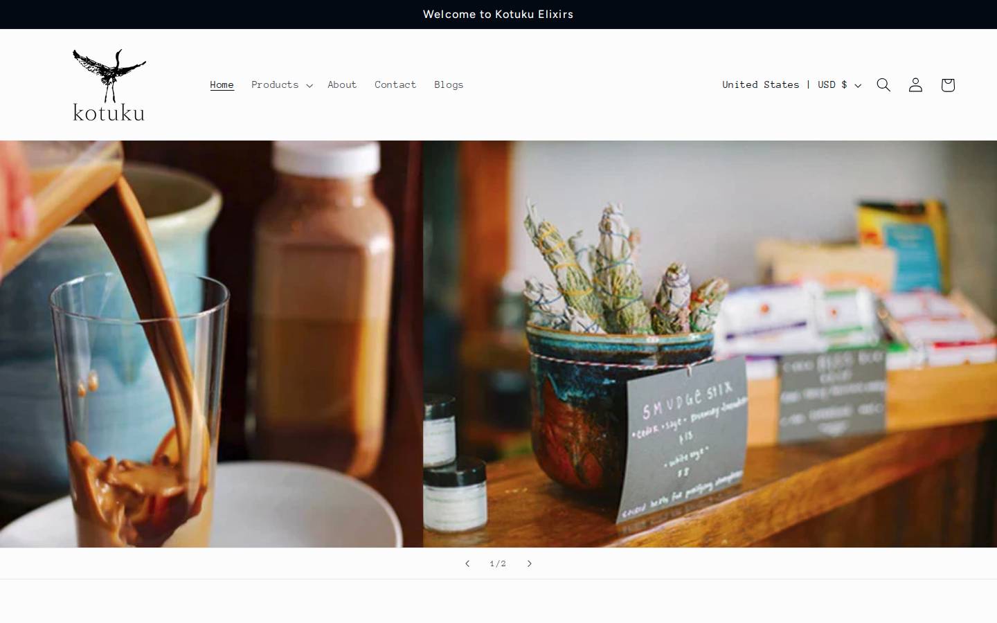 kotukuelixirs.com homepage screenshot