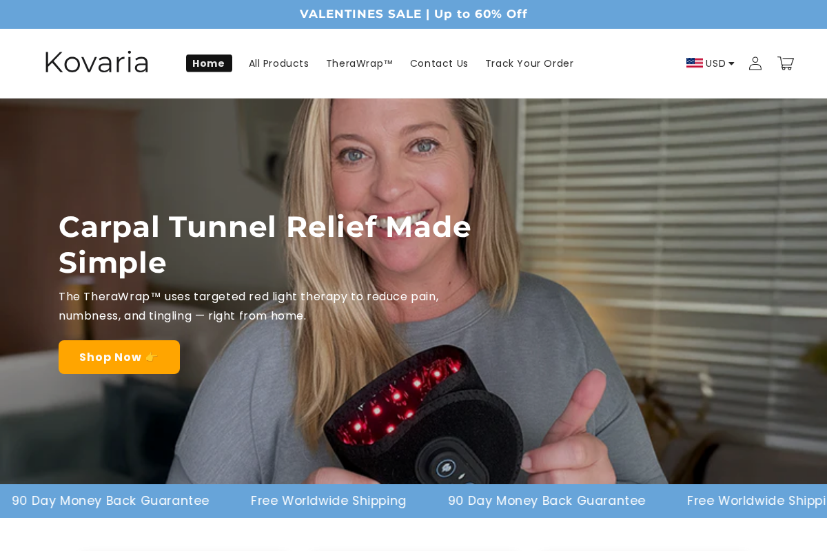 Kovaria homepage screenshot