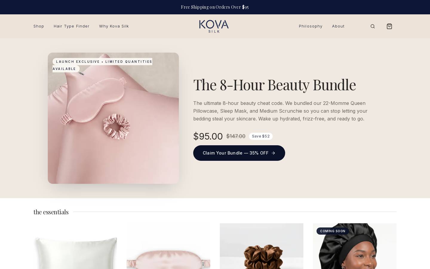 kovasilk.com homepage screenshot