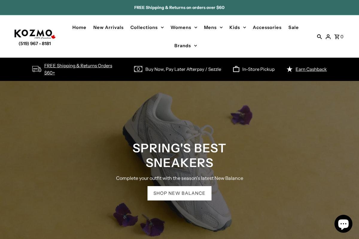 Kozmo Shoes homepage screenshot