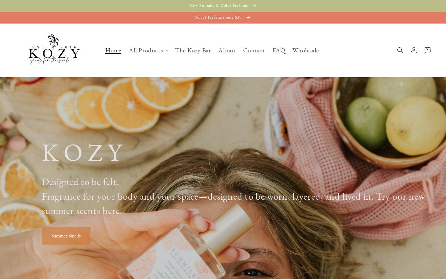 kozykandles.com homepage screenshot