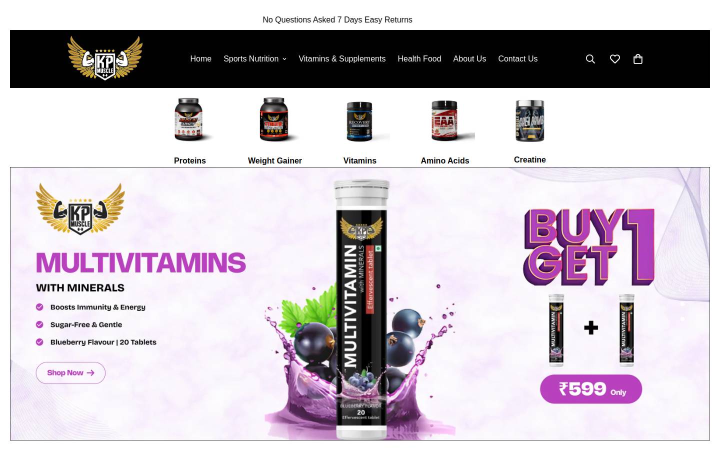 kpmuscle.com homepage screenshot