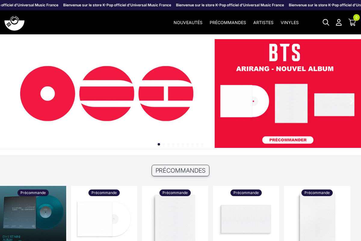 Store Kpop France homepage screenshot