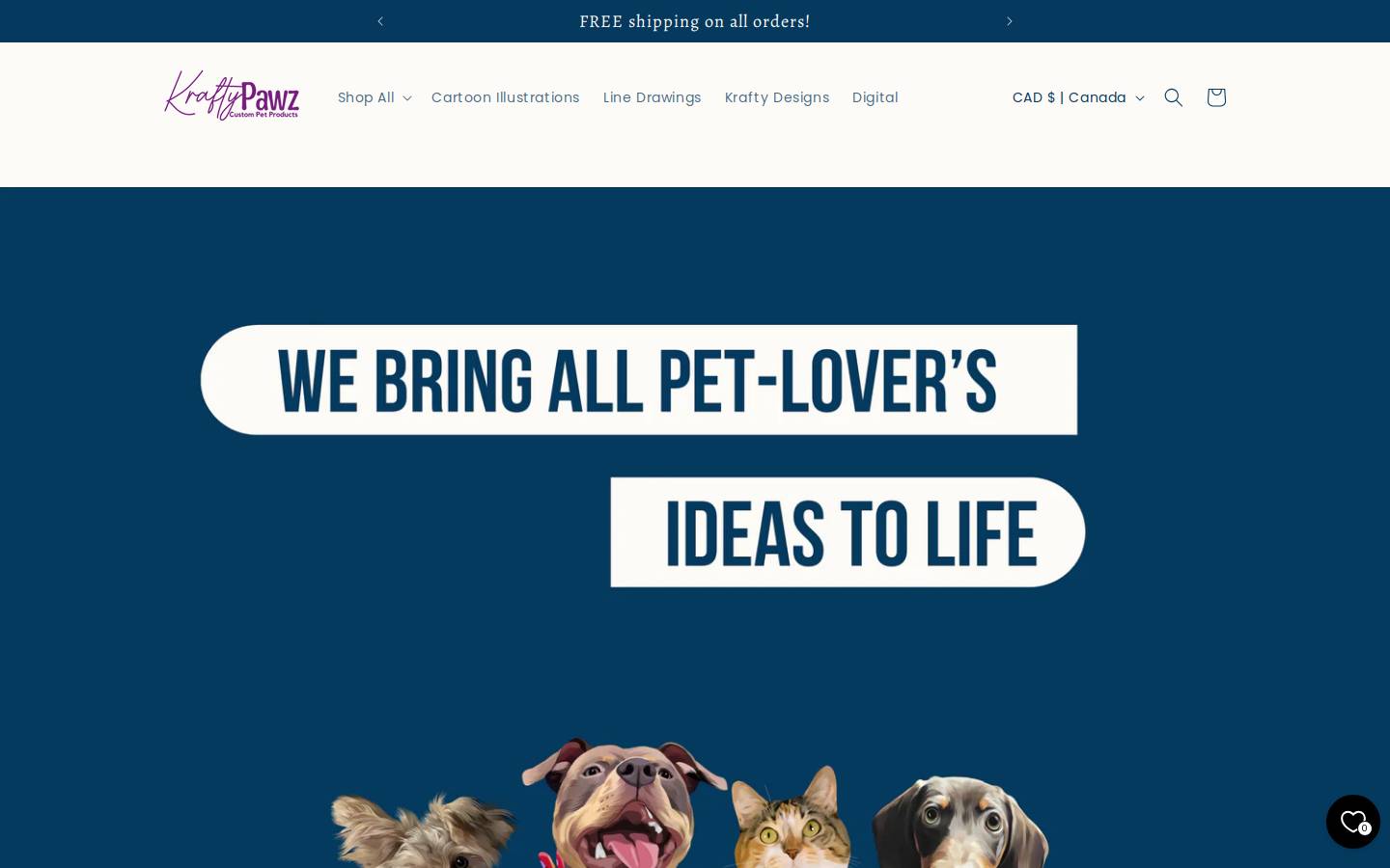 kraftypawz.com homepage screenshot