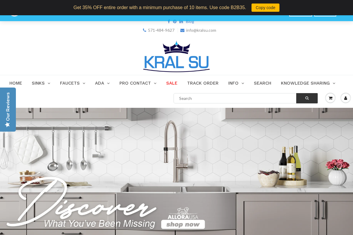 KralSu Sink and Faucet Supplies homepage screenshot
