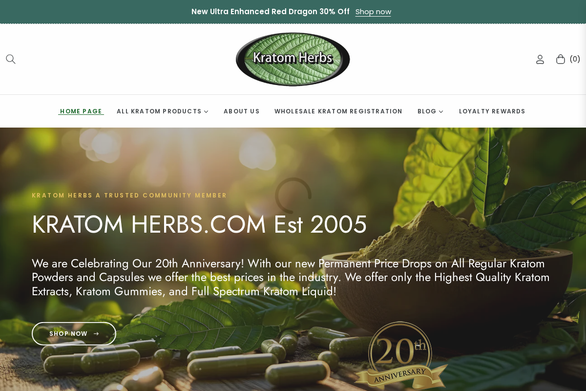 Kratom Herbs homepage screenshot