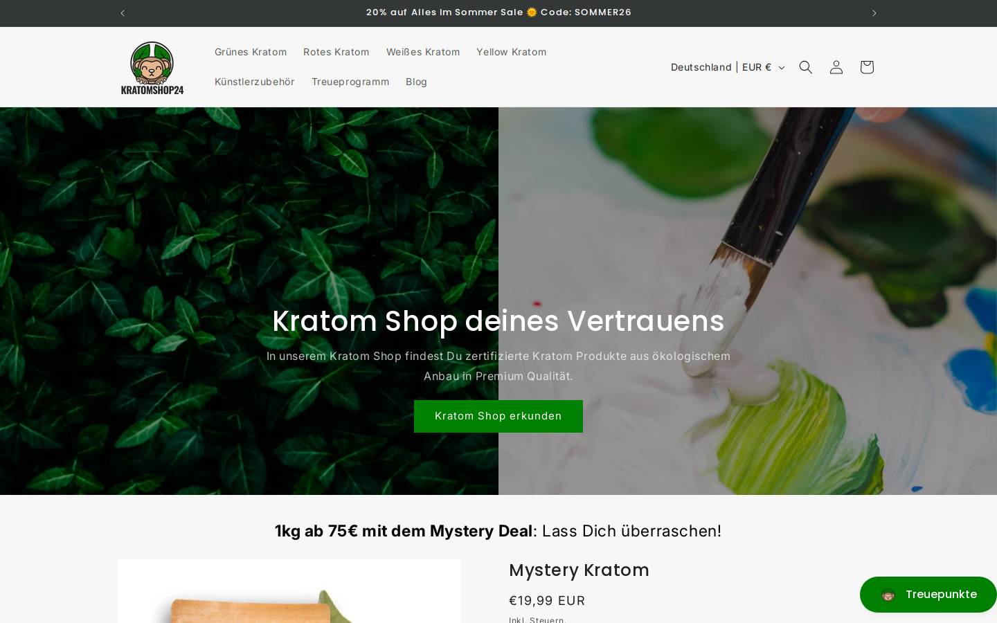 kratomshop24.de homepage screenshot