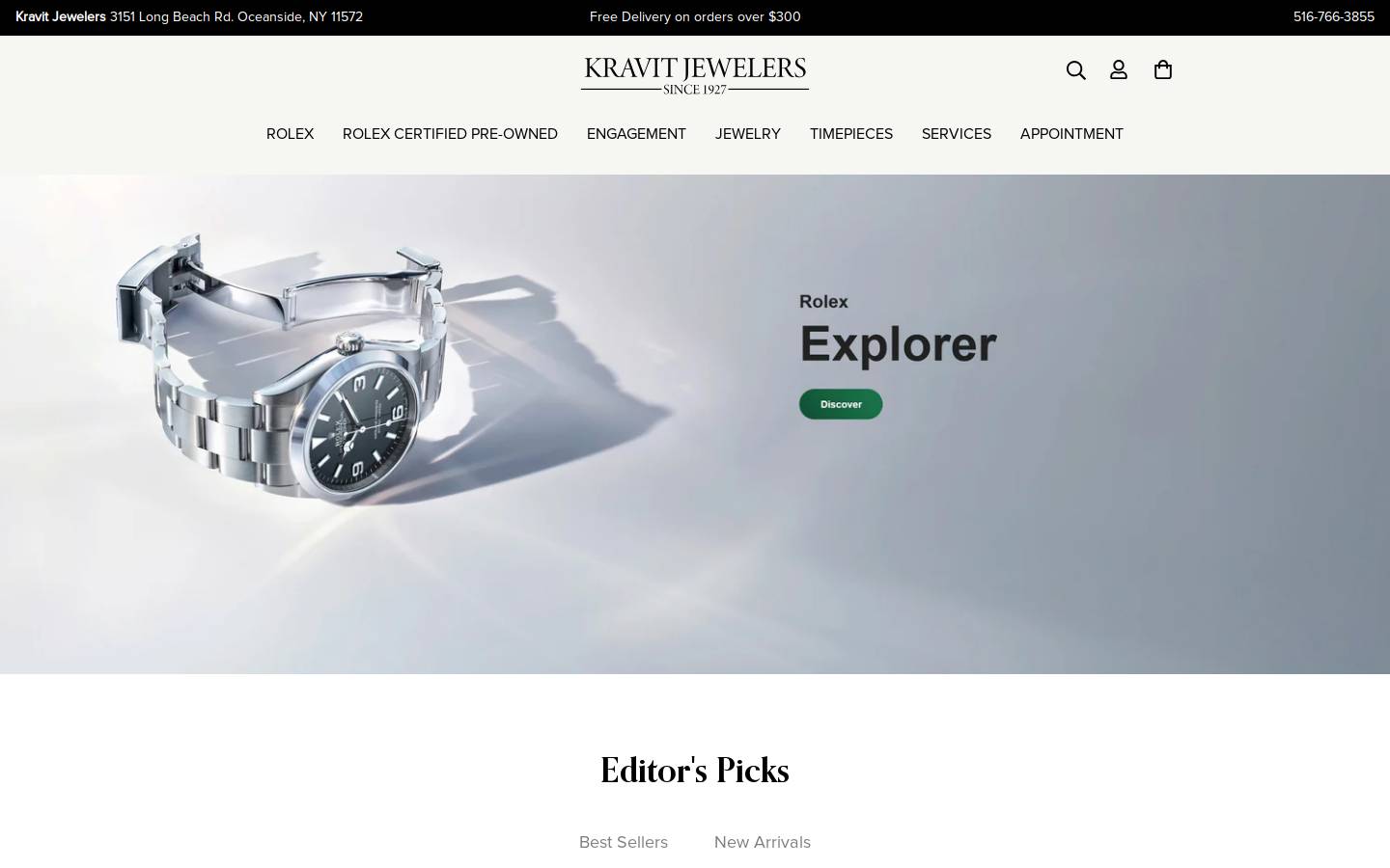 kravitjewelers.com homepage screenshot