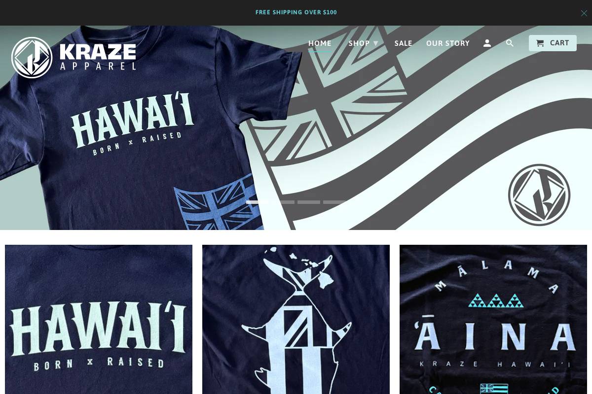 krazeapparel.com homepage screenshot