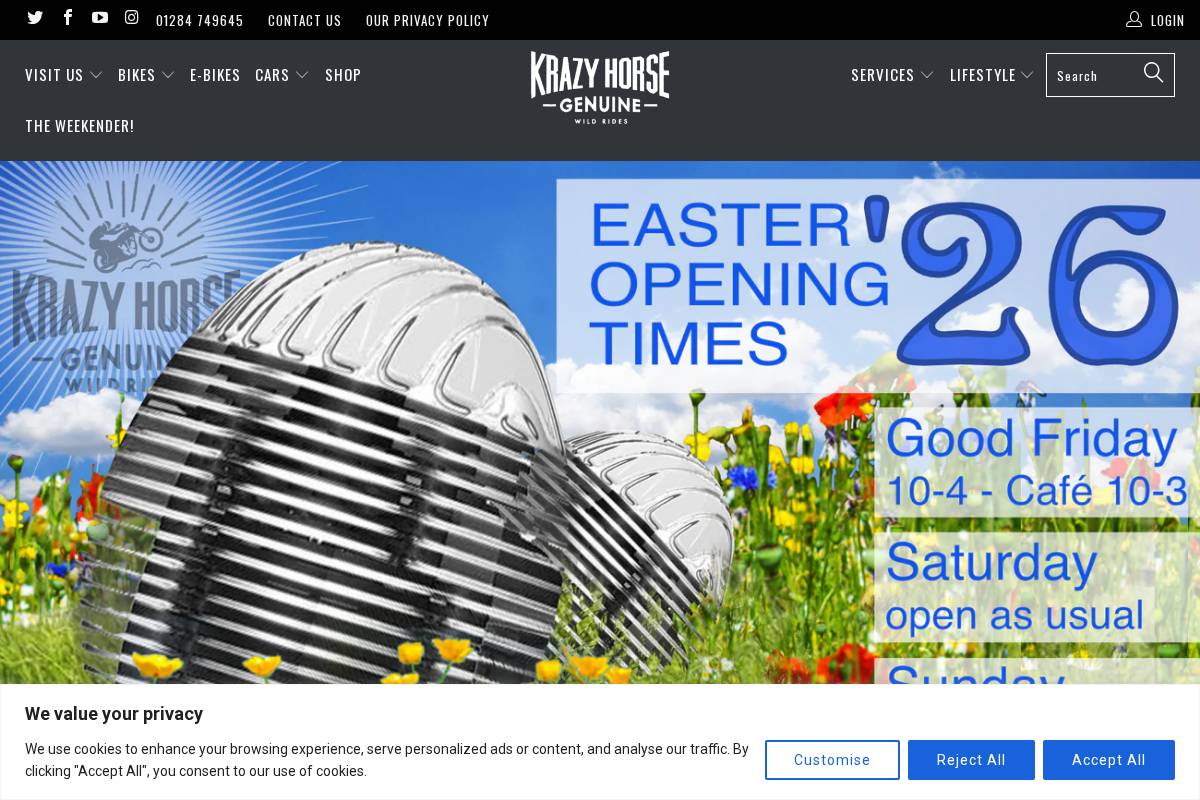 Krazyhorse Customs homepage screenshot