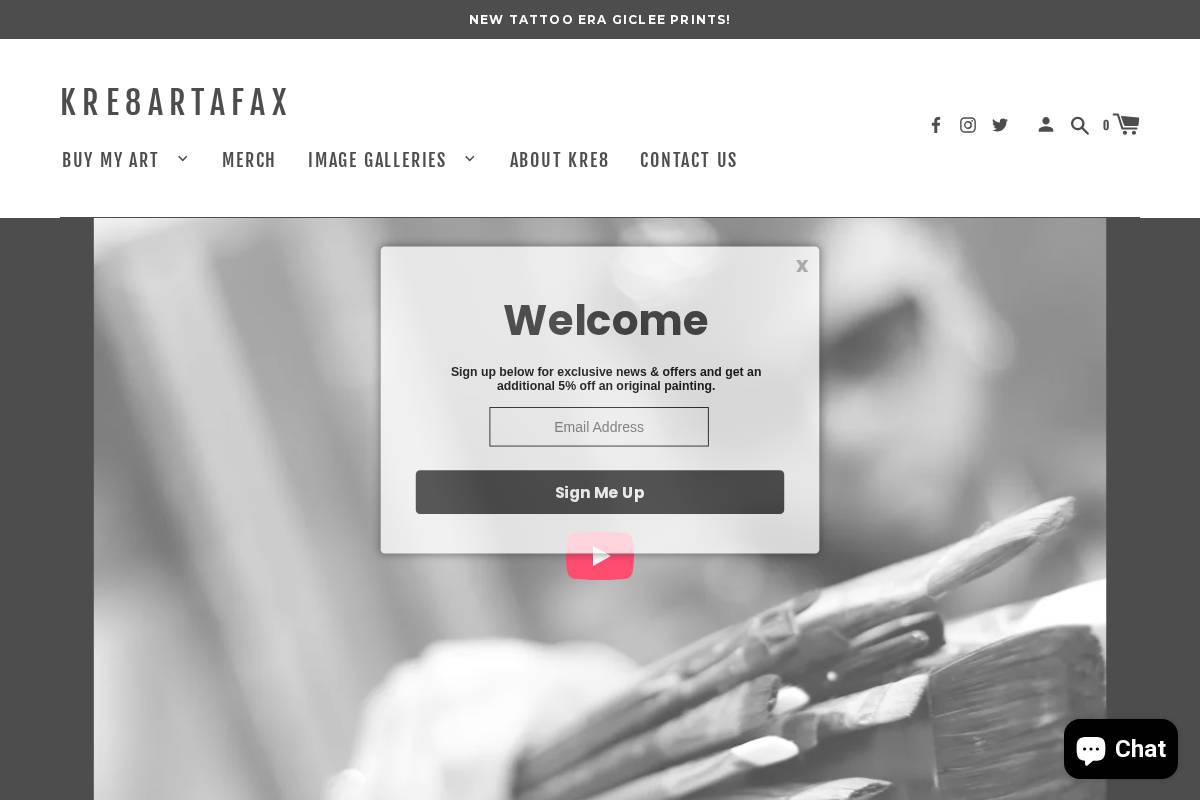 Kre8ArtaFax homepage screenshot