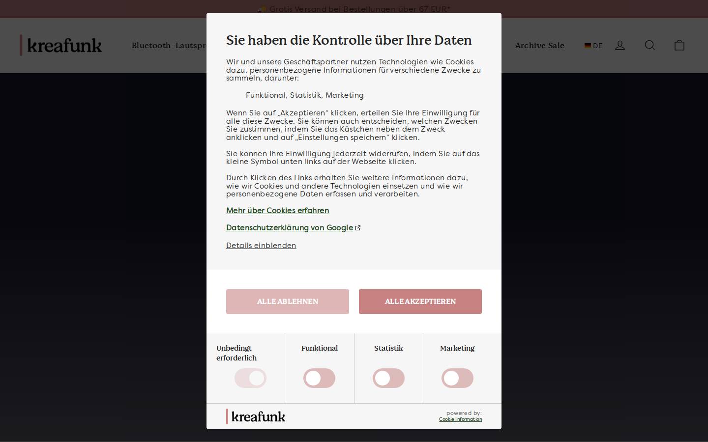 Kreafunk homepage screenshot