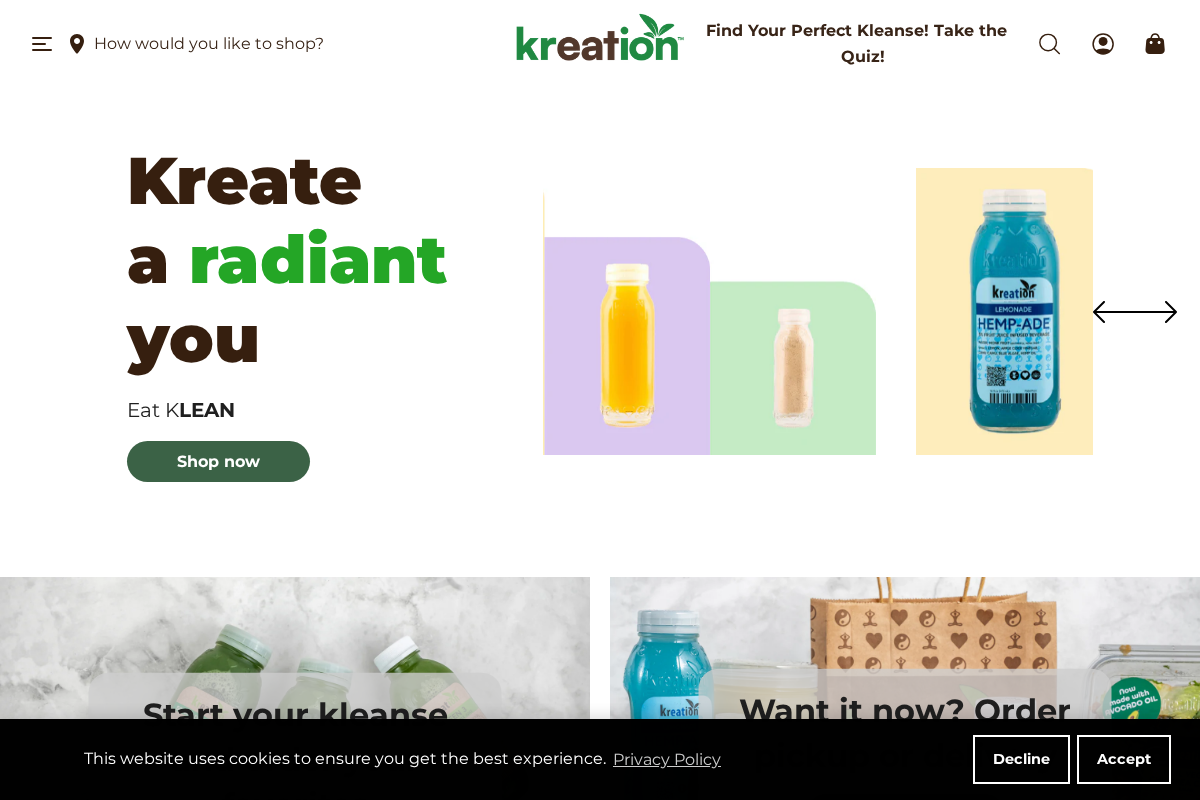 Kreation homepage screenshot