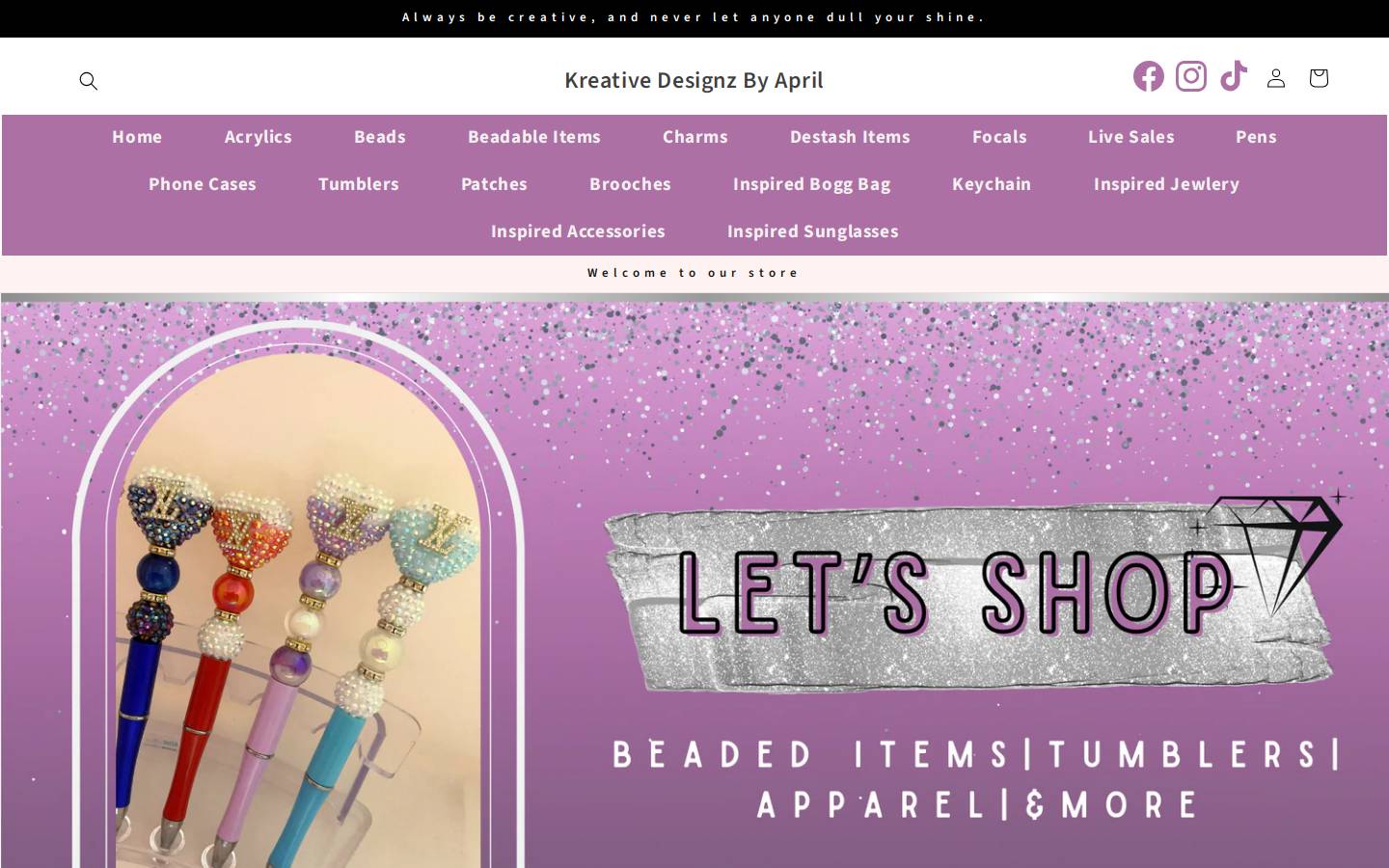 kreativedesignzbyapril.com homepage screenshot
