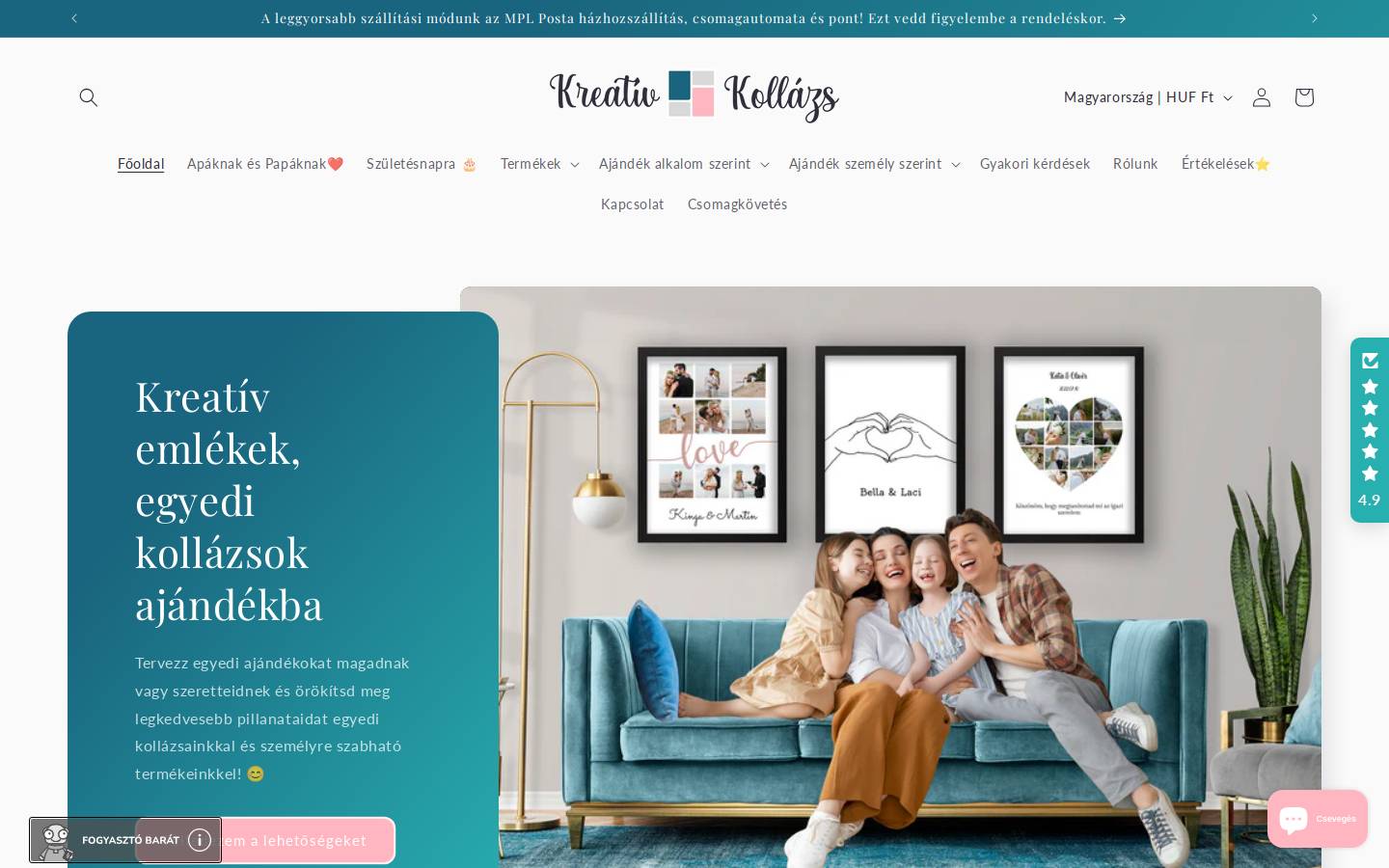 kreativkollazs.hu homepage screenshot