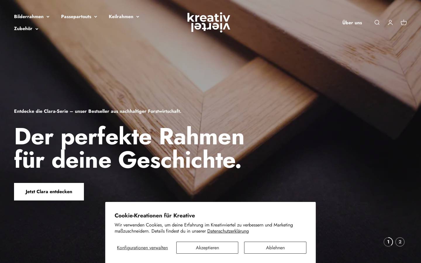 Kreativviertel homepage screenshot