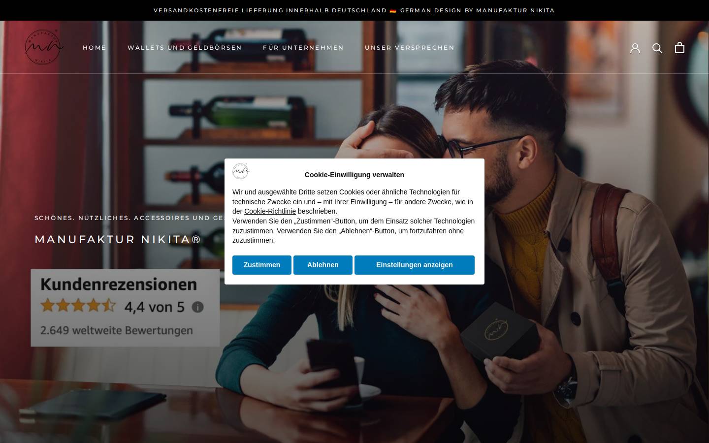 kreditkartenetui.de homepage screenshot