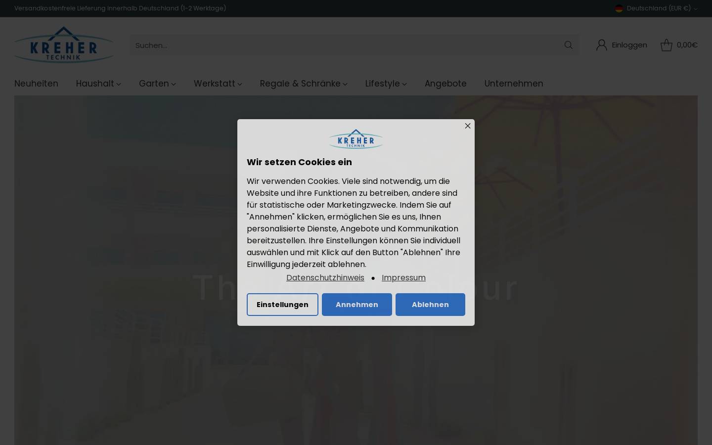 Kreher Shop homepage screenshot