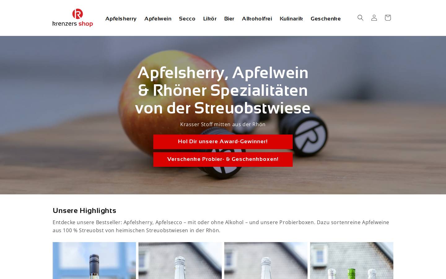 krenzers-shop.de homepage screenshot
