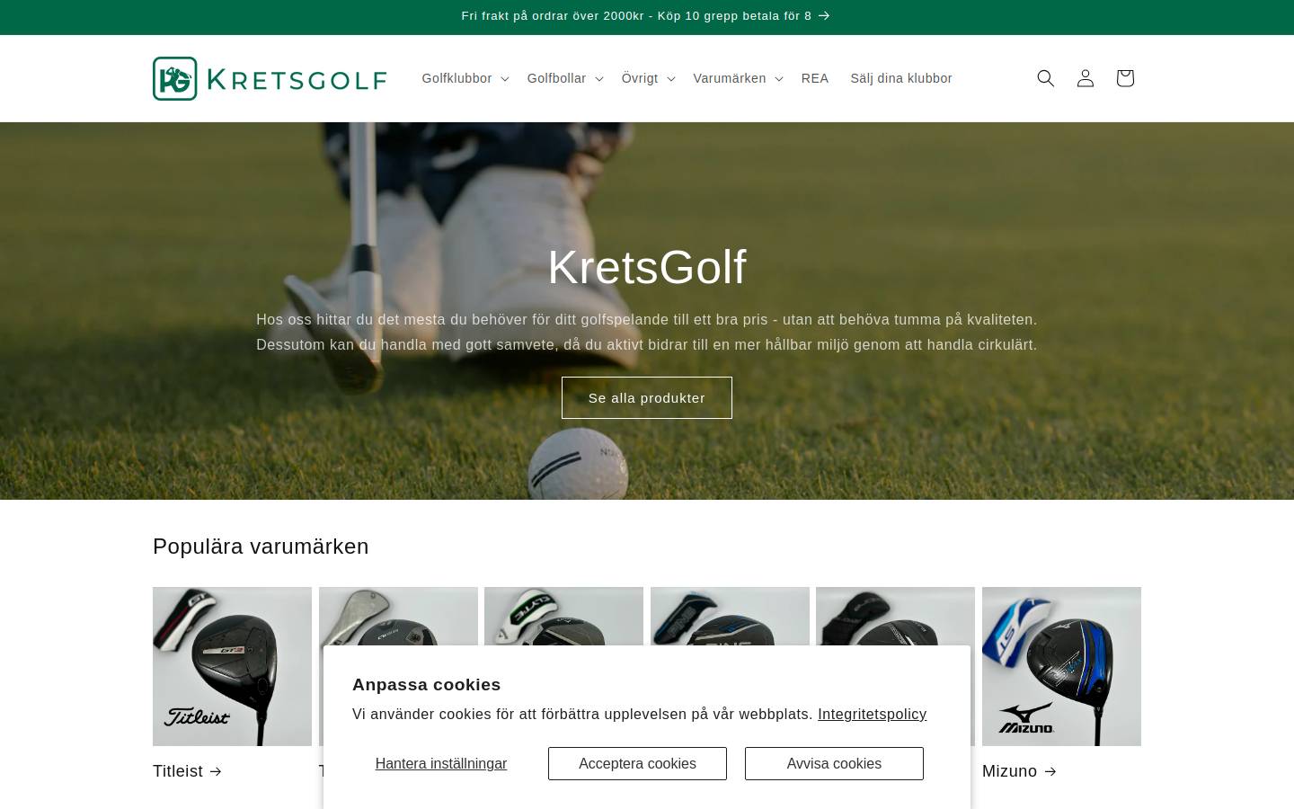 KretsGolf homepage screenshot