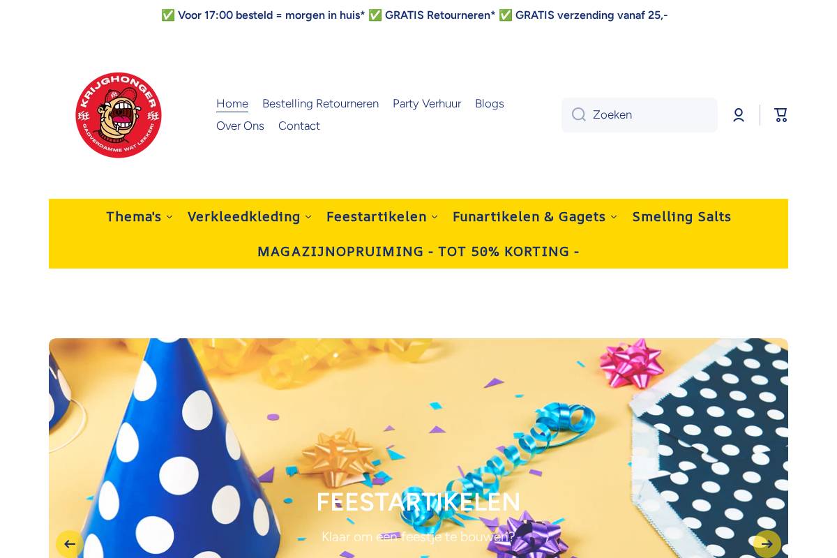 Krijghonger homepage screenshot