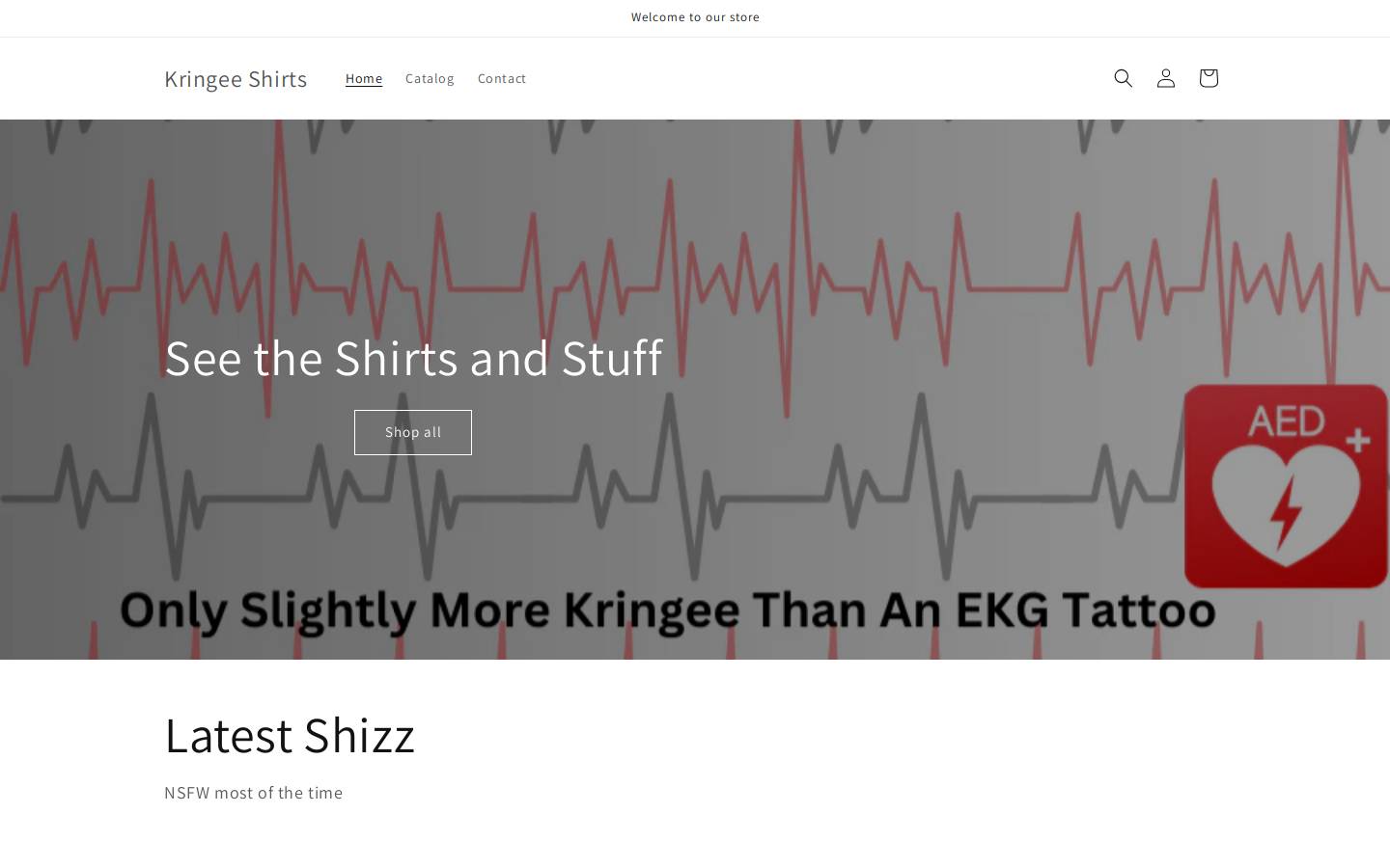 kringeeshirts.com homepage screenshot