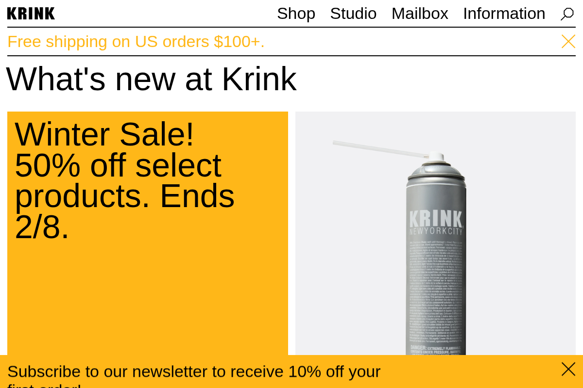 KRINK homepage screenshot