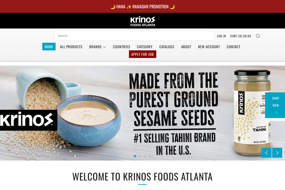 Krinos Foods Atlanta LLC homepage screenshot