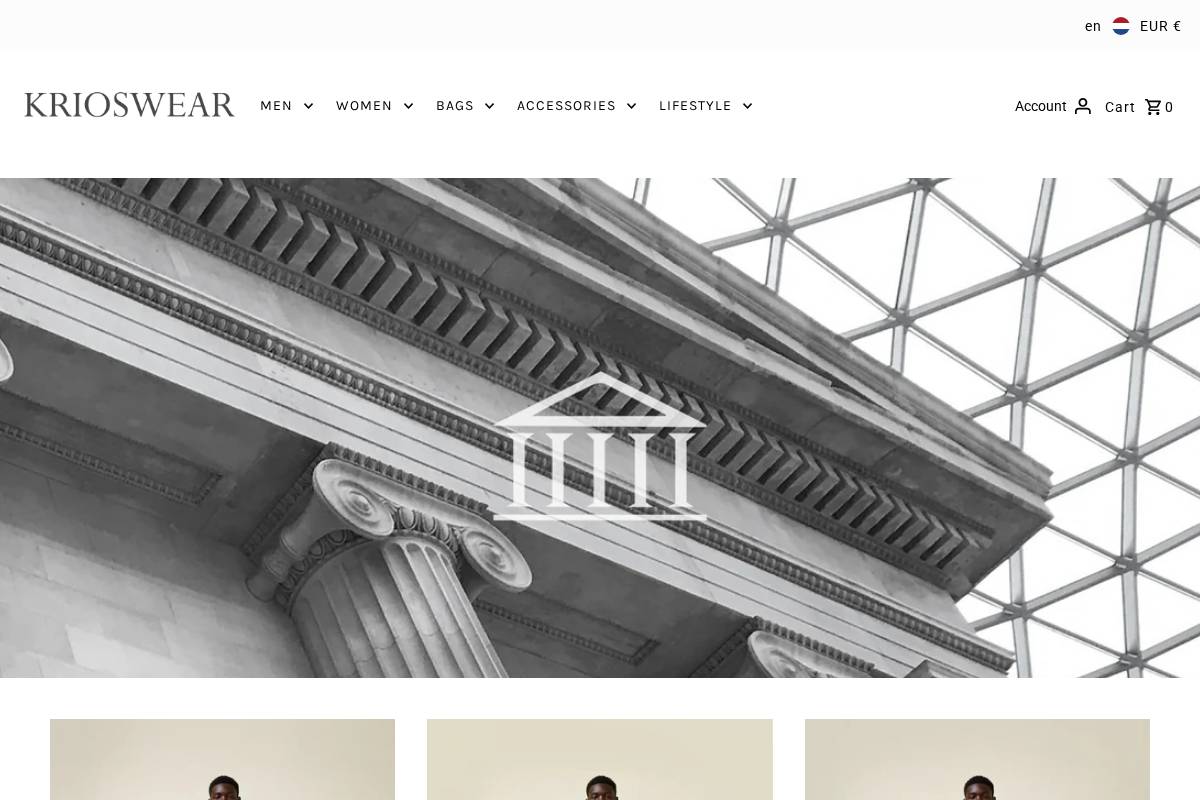 krioswear.com homepage screenshot