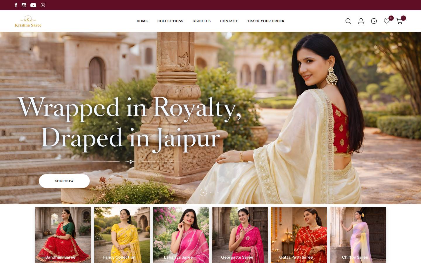krishnasaree.in homepage screenshot