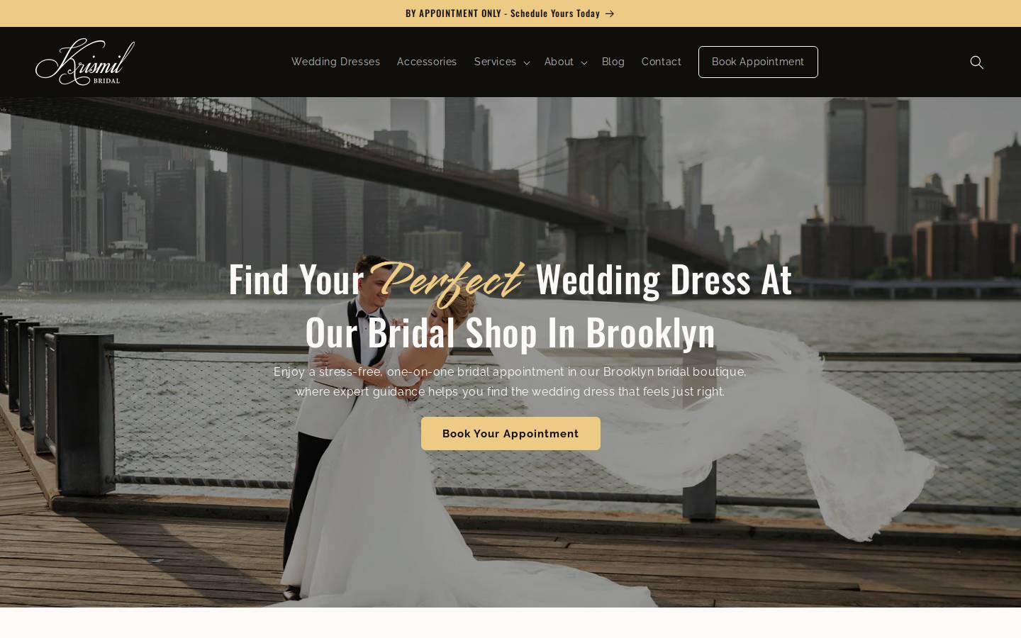 krismilbridal.com homepage screenshot