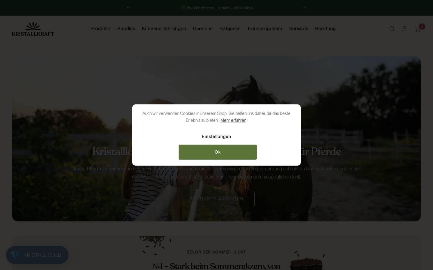kristallkraft-pferdefutter.de homepage screenshot