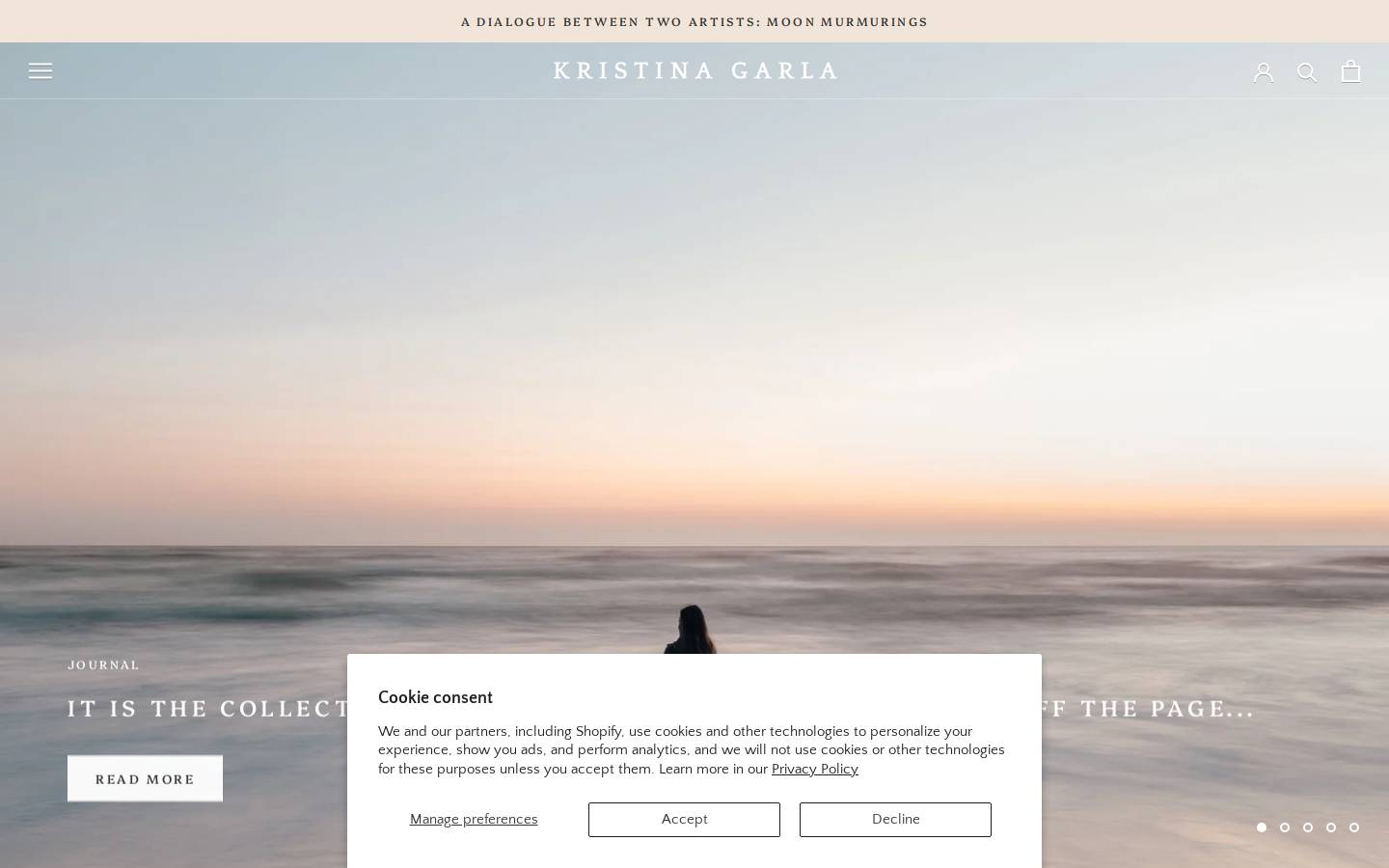 kristinagarla.com homepage screenshot
