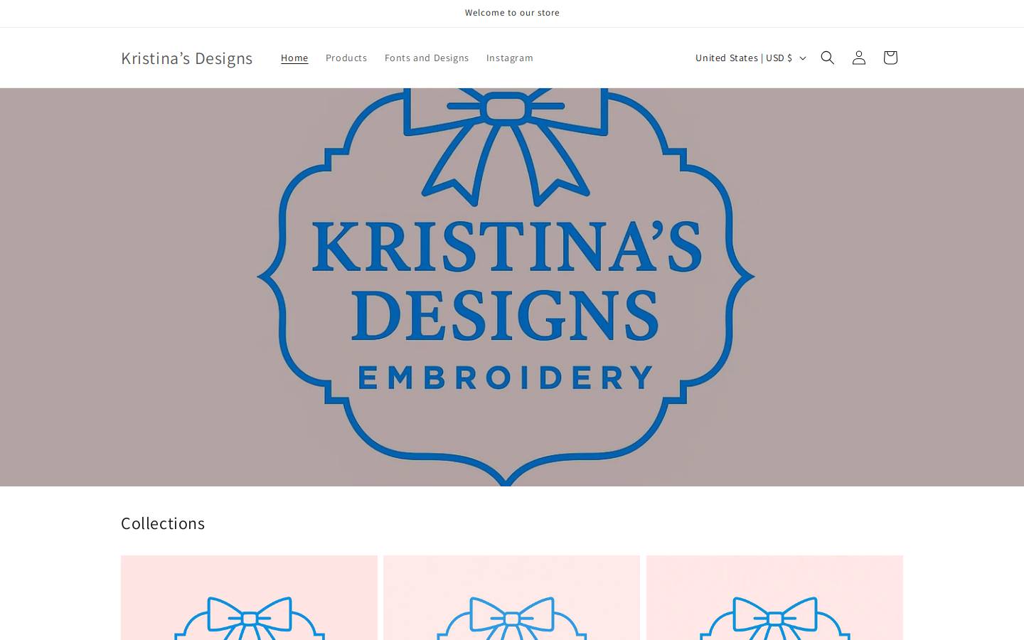 kristinas-designs.com homepage screenshot