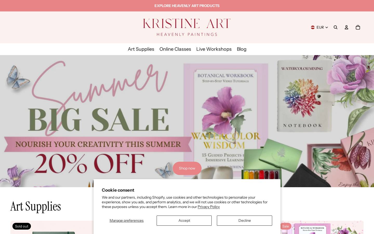 kristineart.com homepage screenshot