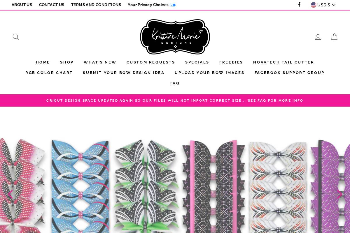 kristinemariedesigns.com homepage screenshot