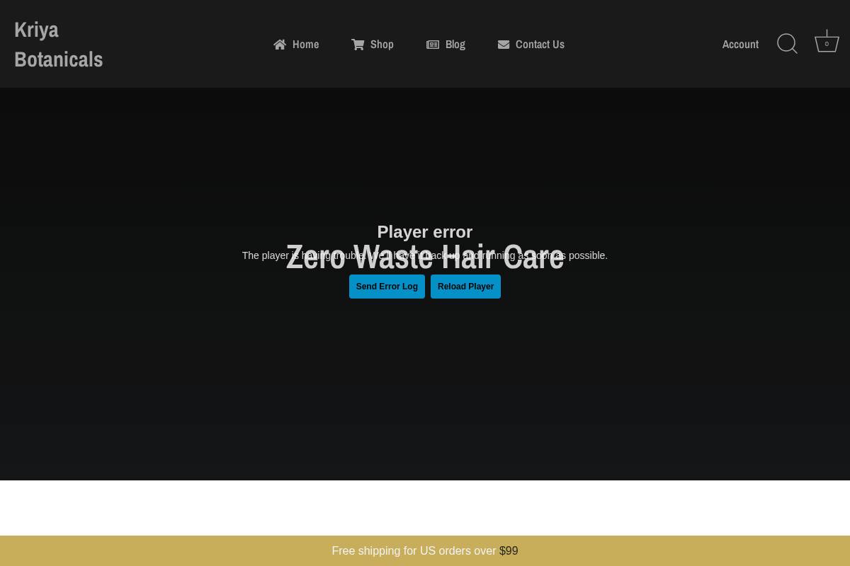 kriyabotanicals.com homepage screenshot