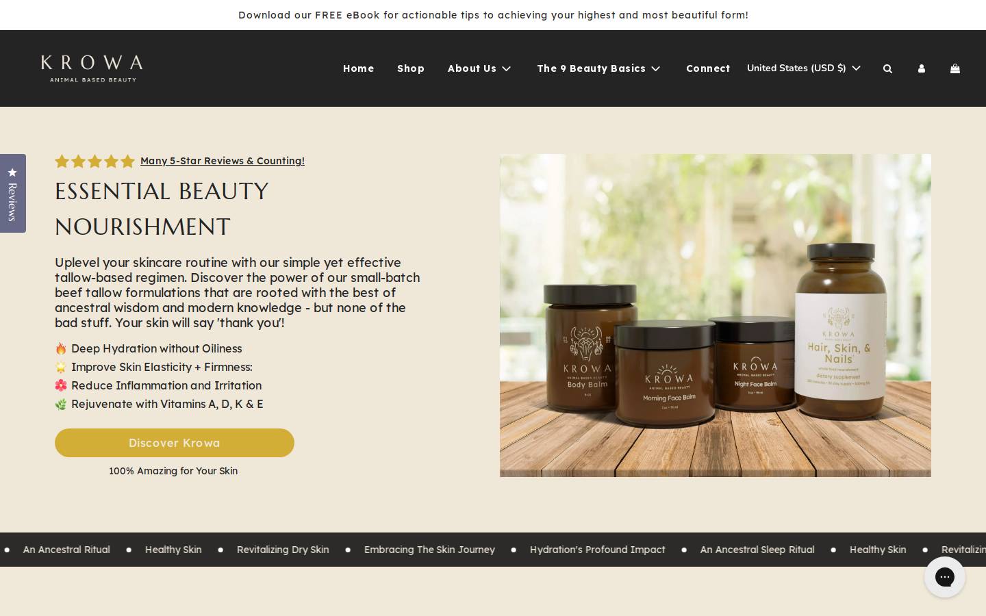 krowa.com homepage screenshot