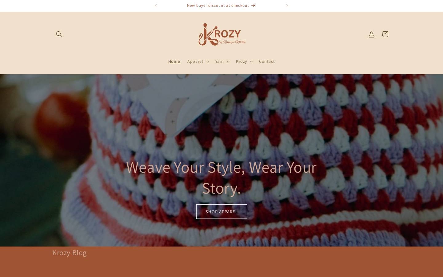 krozyapparel.com homepage screenshot