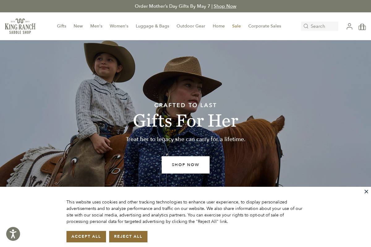 King Ranch Saddle Shop homepage screenshot