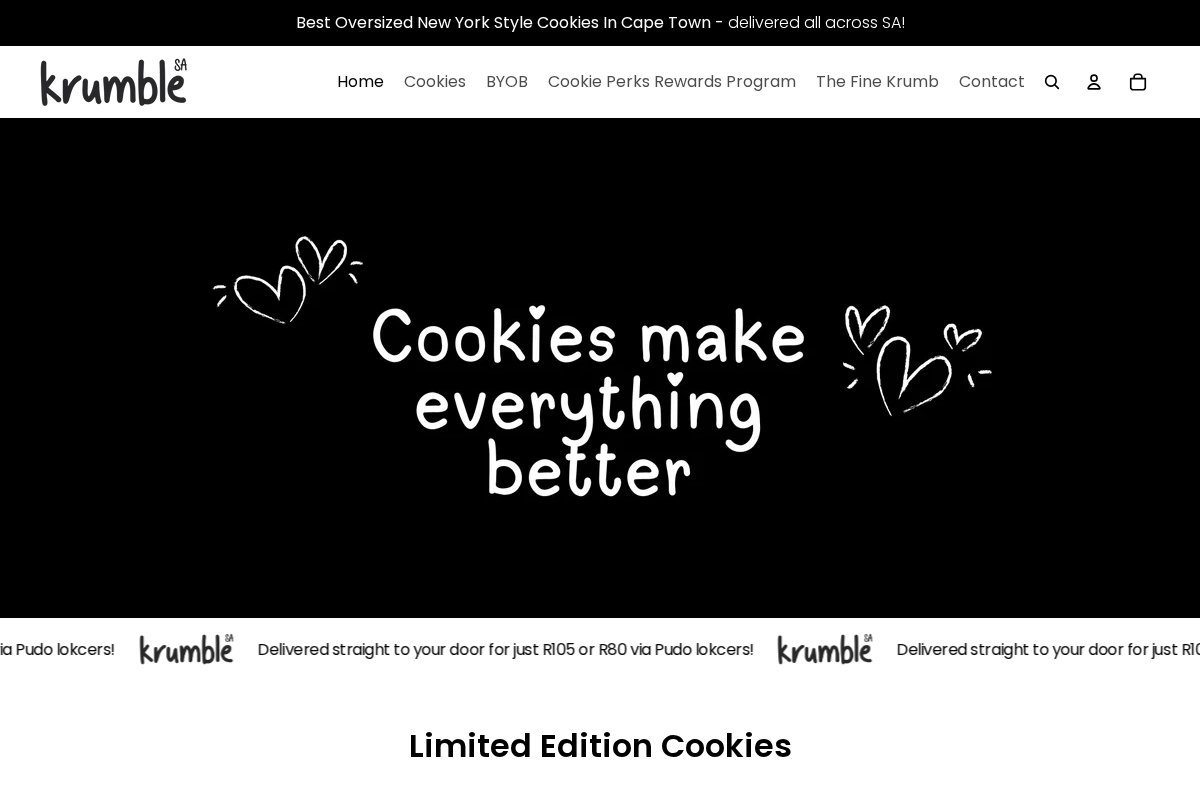 Krumble SA homepage screenshot