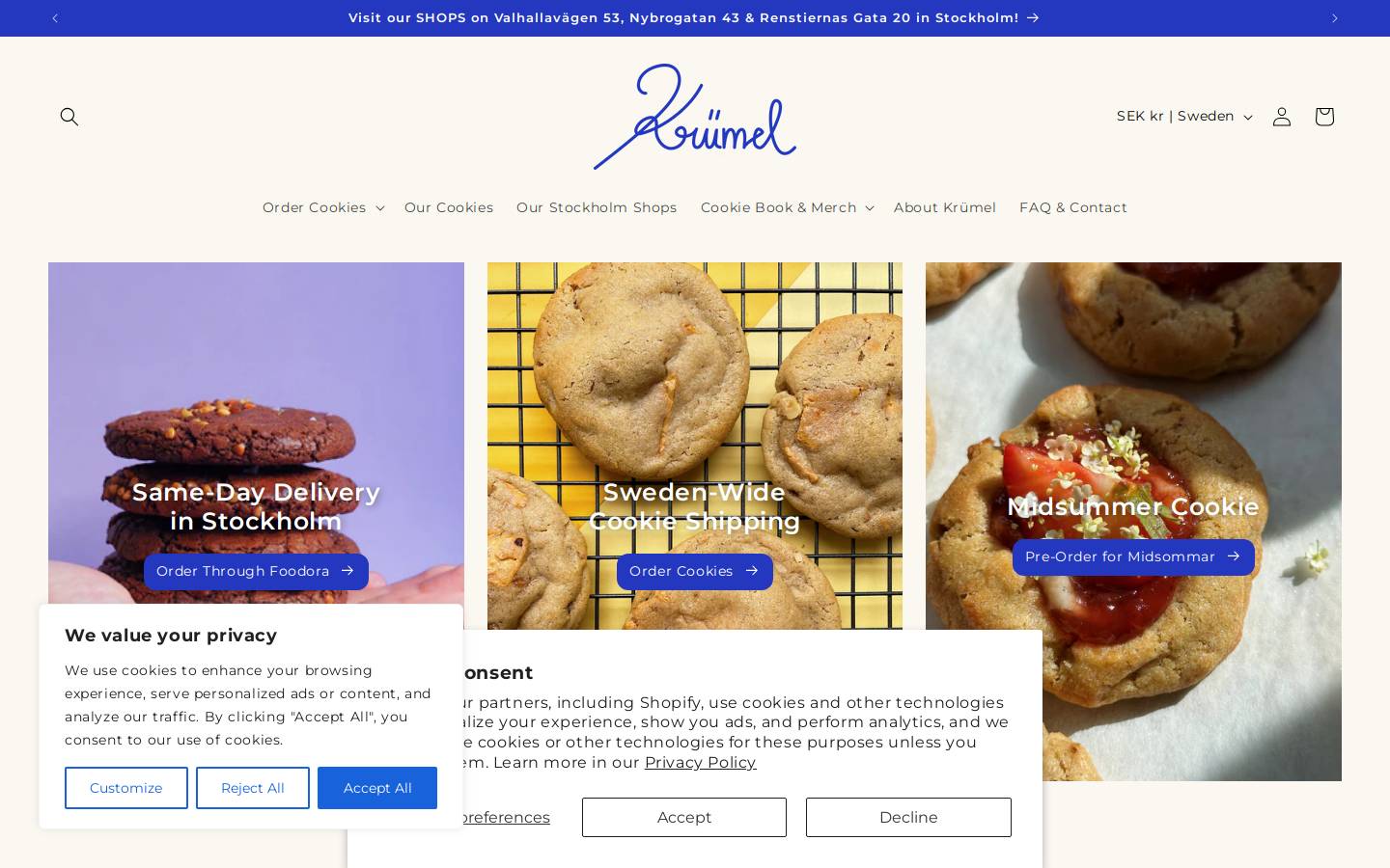 krumelcookies.com homepage screenshot