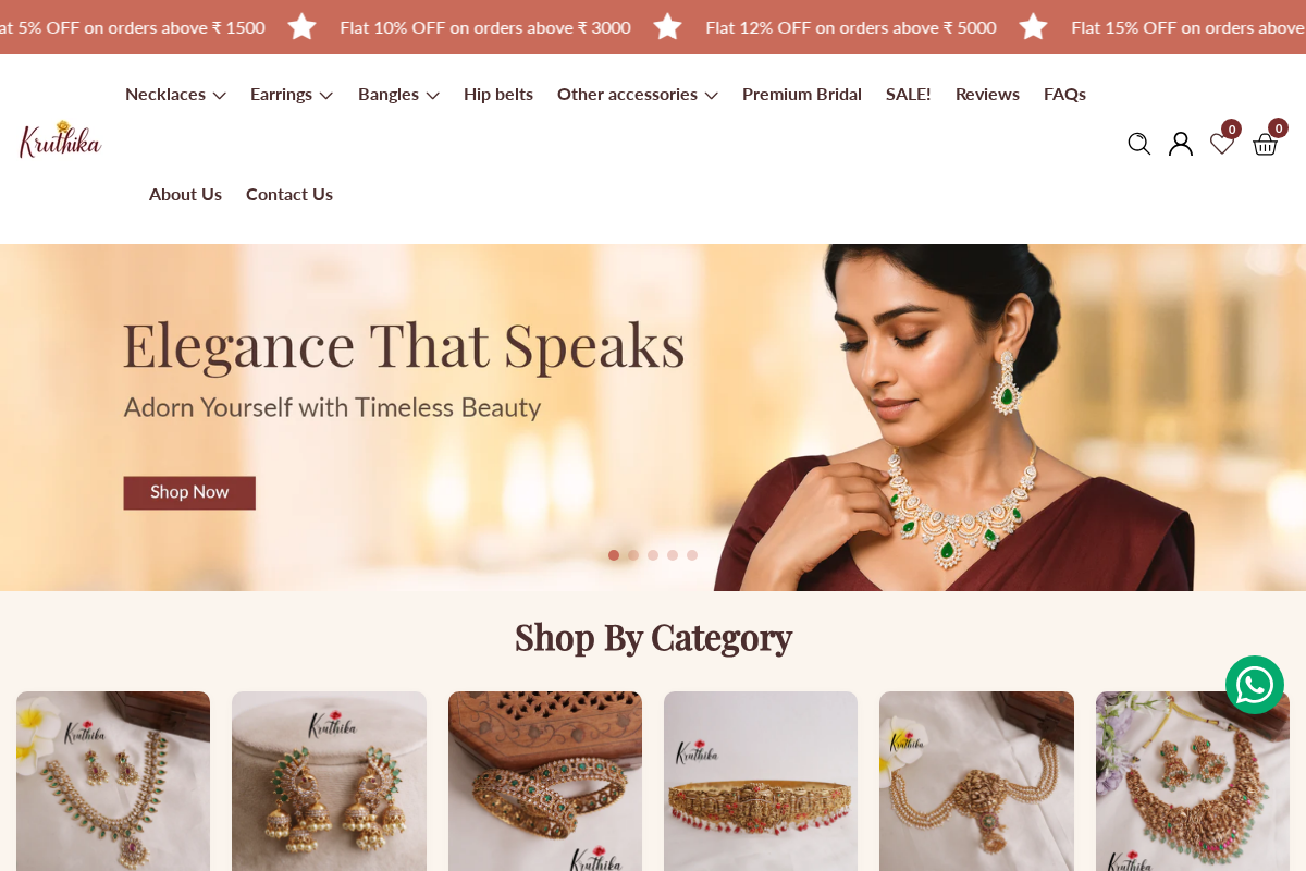 Kruthika Jewellery homepage screenshot